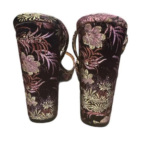 NWT Forever 21 Floral Embroidered Block  Heels Women's Size 10 Glam Black Purple - Picture 8 of 13